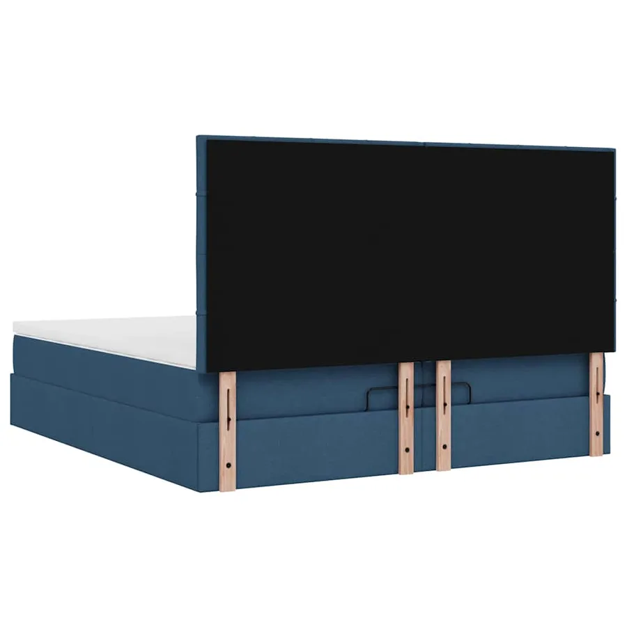 Cadre de lit ottoman avec matelas bleu 200x200cm tissu - 12