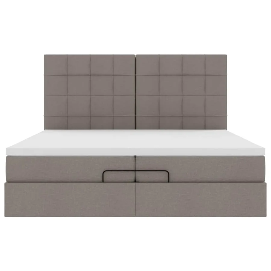 Cadre de lit ottoman avec matelas taupe 200x200cm tissu - 8
