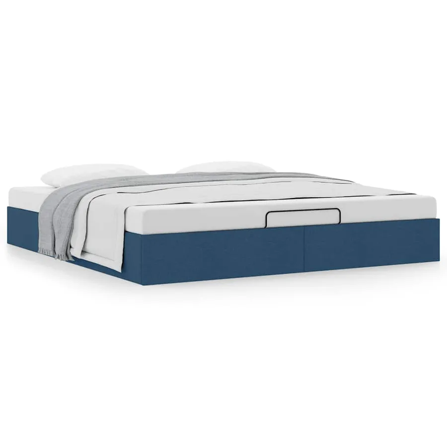 Cadre de lit ottoman sans matelas bleu 200x200 cm tissu - 4