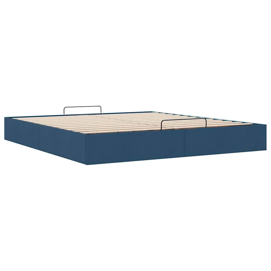 Cadre de lit ottoman sans matelas bleu 200x200 cm tissu - 6