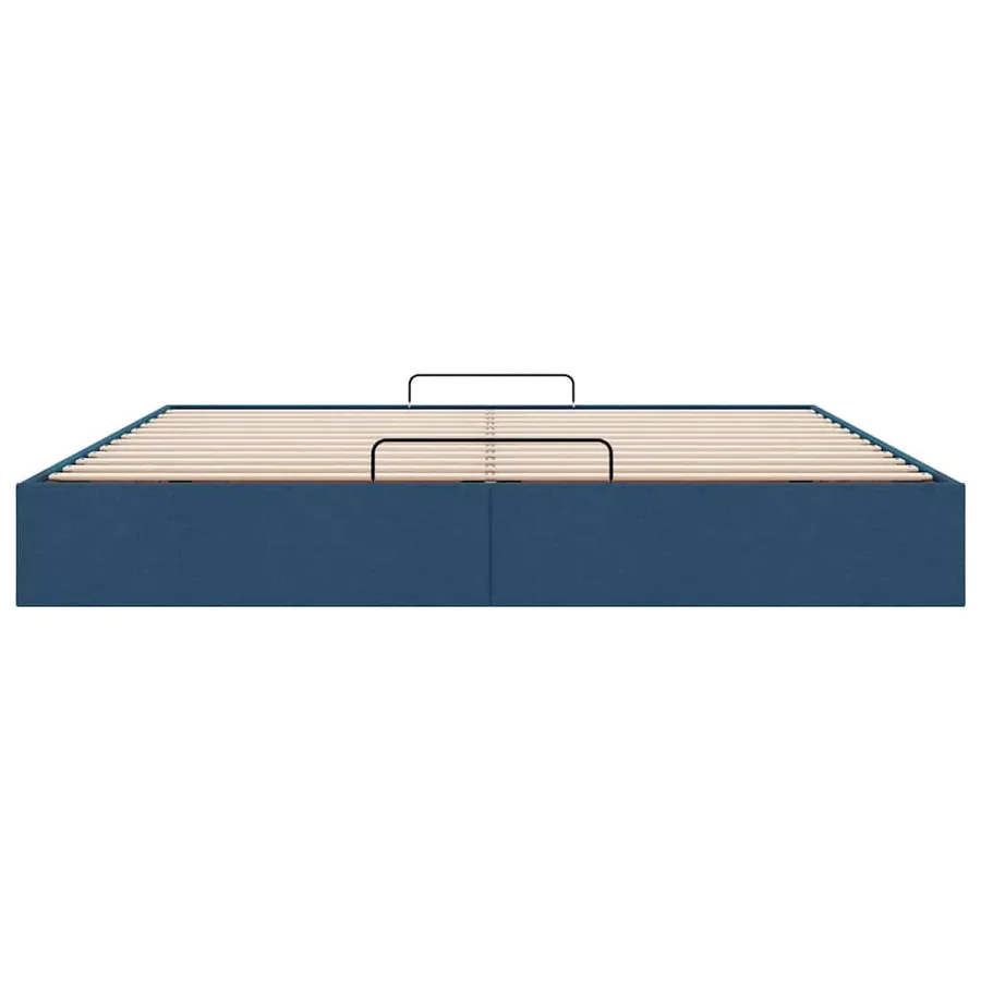 Cadre de lit ottoman sans matelas bleu 200x200 cm tissu - 7
