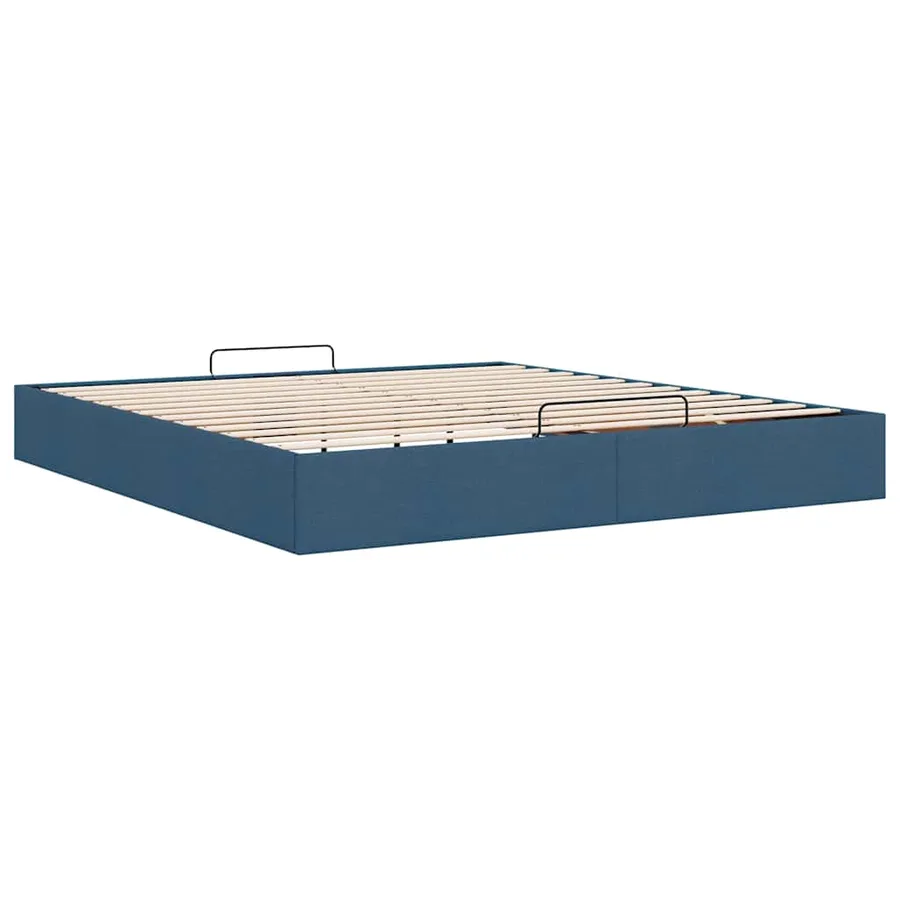 Cadre de lit ottoman sans matelas bleu 200x200 cm tissu - 9