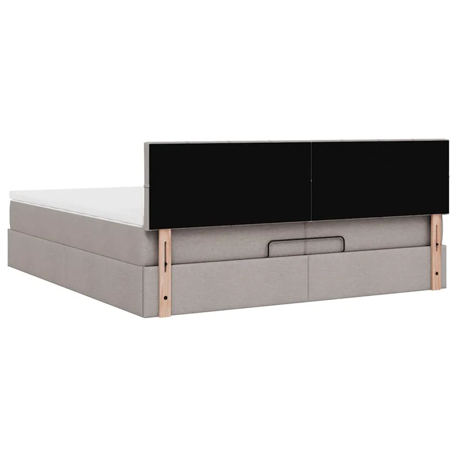 Cadre de lit ottoman avec matelas taupe 200x200 cm tissu - 11