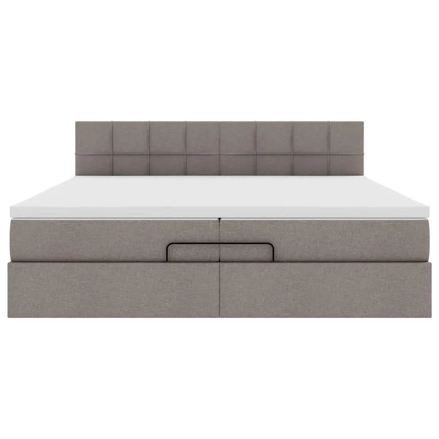 Cadre de lit ottoman avec matelas taupe 200x200 cm tissu - 7