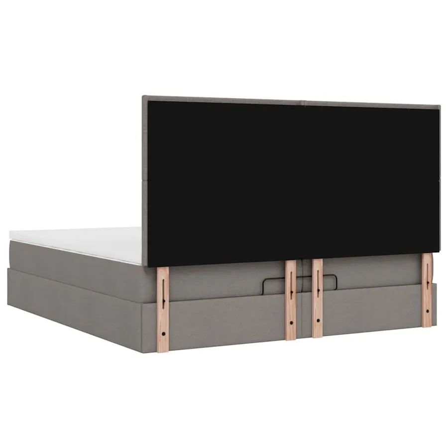 Cadre de lit ottoman avec matelas taupe 200x200cm tissu - 11