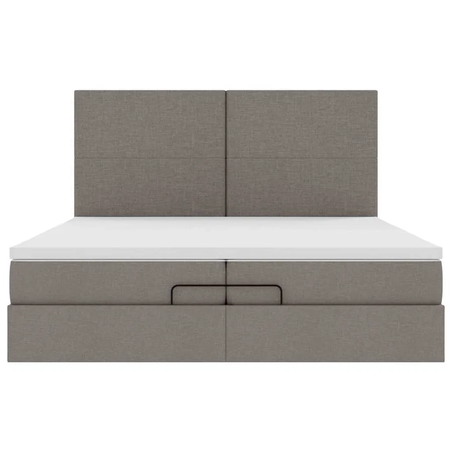Cadre de lit ottoman avec matelas taupe 200x200cm tissu - 7