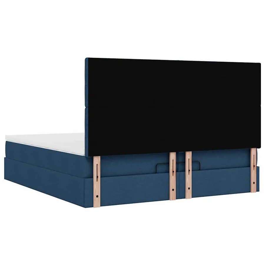 Cadre de lit ottoman avec matelas bleu 200x200cm tissu - 11