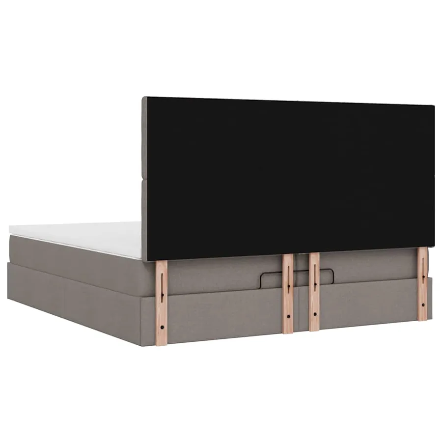 Cadre de lit ottoman avec matelas taupe 200x200cm tissu - 12
