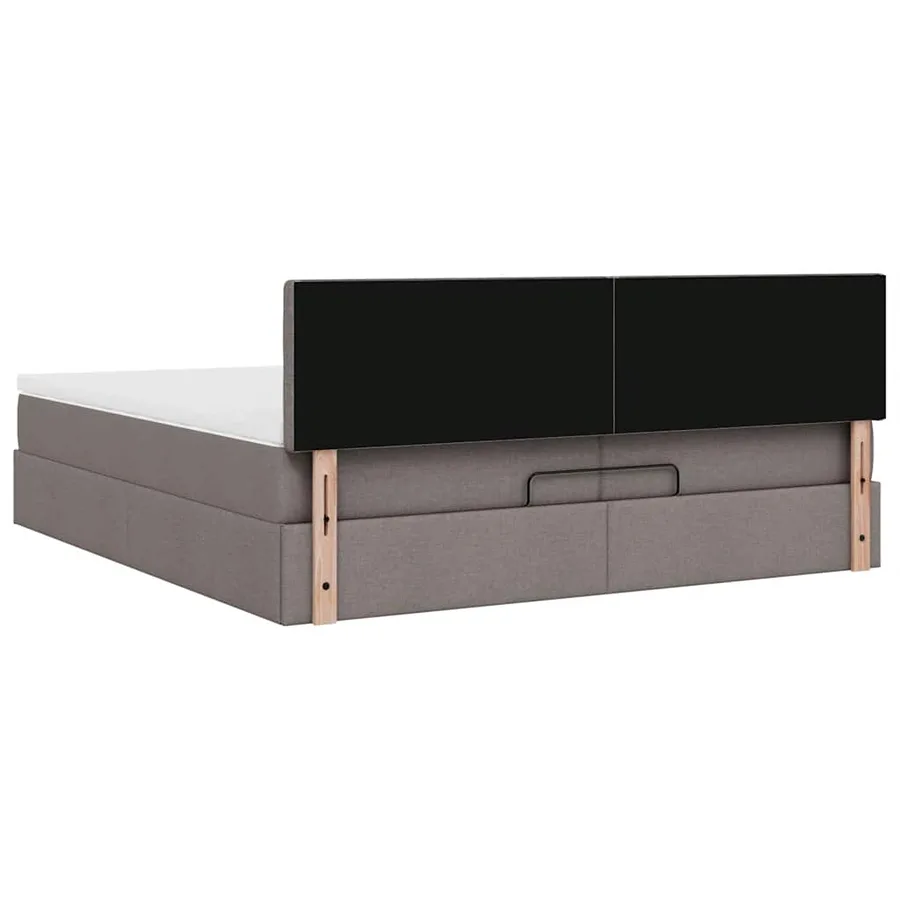 Cadre de lit ottoman avec matelas taupe 200x200 cm tissu - 10