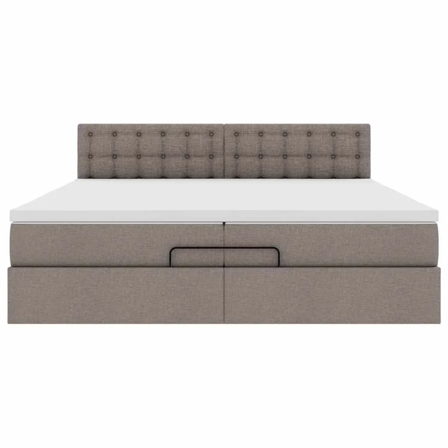 Cadre de lit ottoman avec matelas taupe 200x200 cm tissu - 6