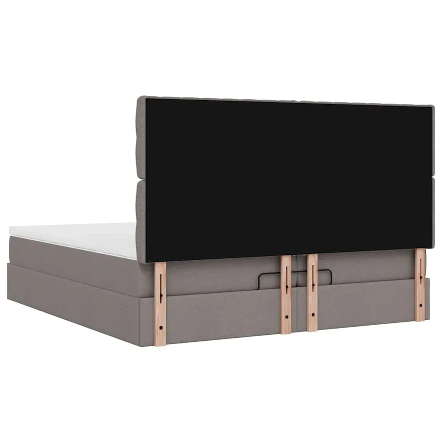 Cadre de lit ottoman avec matelas taupe 200x200cm tissu - 12