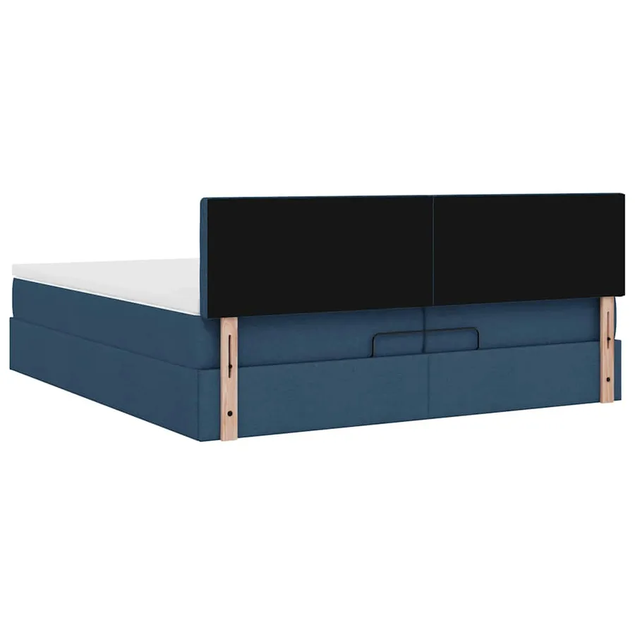 Cadre de lit ottoman avec matelas bleu 200x200cm tissu - 10