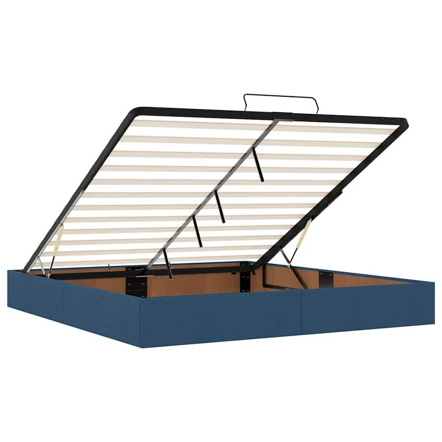 Cadre de lit ottoman avec matelas bleu 200x200cm tissu - 11
