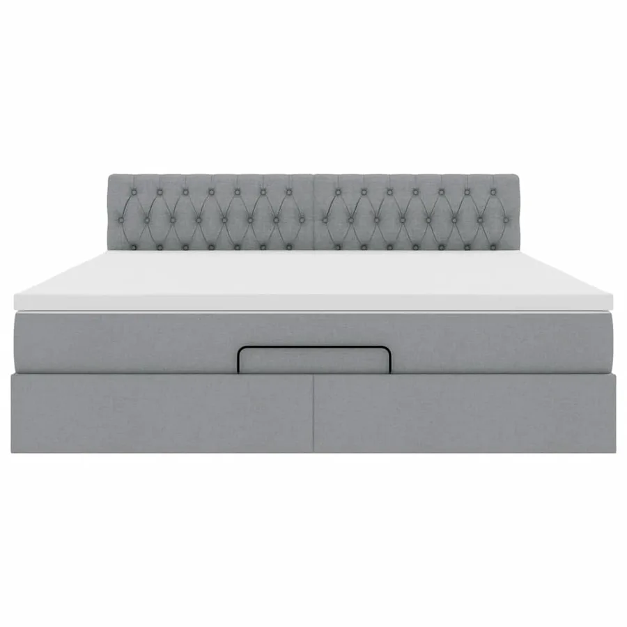 Lit ottoman avec matelas et LED Gris clair 180x200 cm tissu - 8