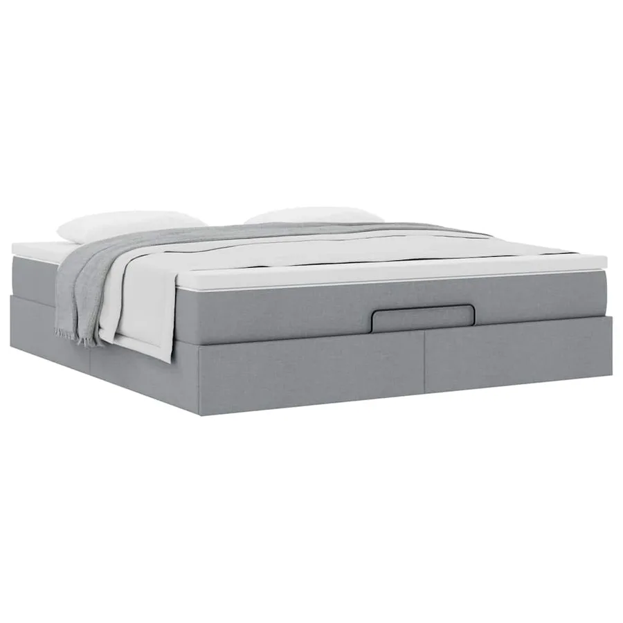 Cadre de lit ottoman et matelas gris clair 180x200 cm tissu - 5