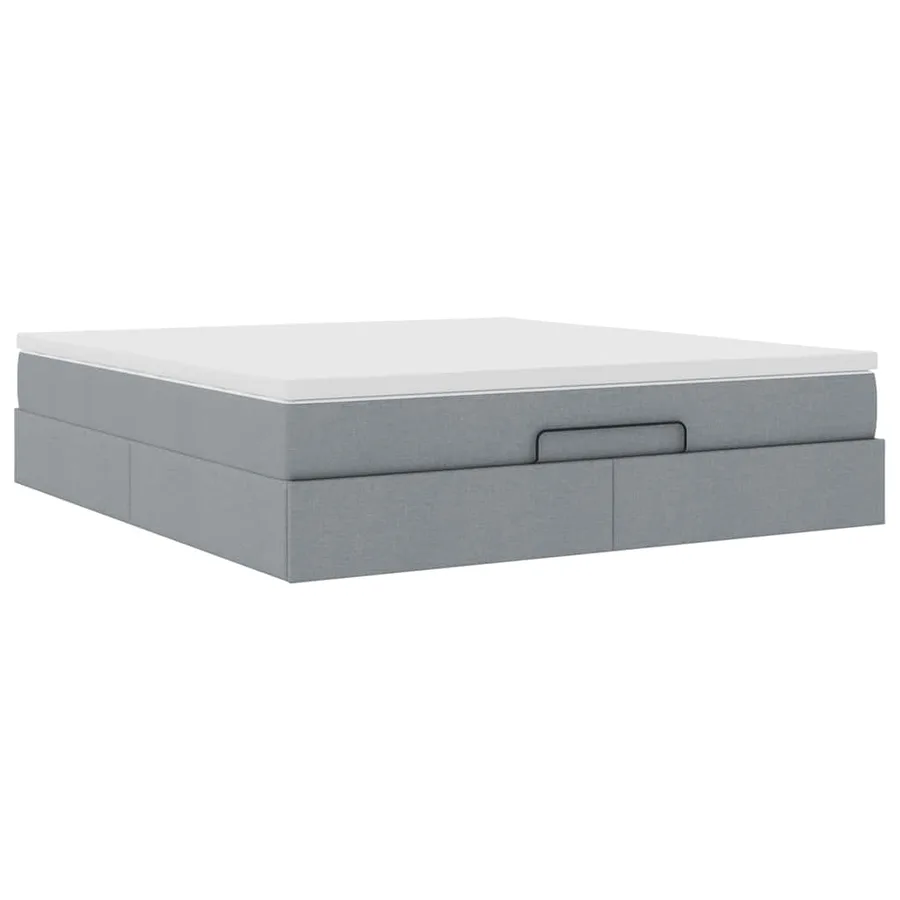 Cadre de lit ottoman et matelas gris clair 180x200 cm tissu - 6
