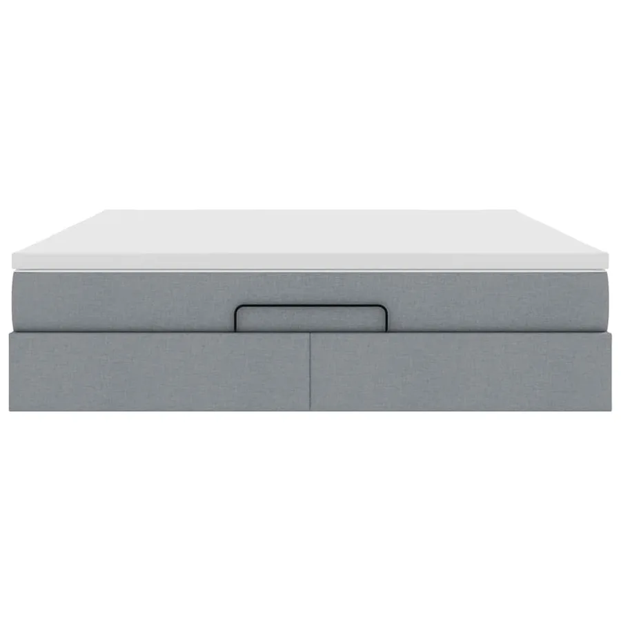 Cadre de lit ottoman et matelas gris clair 180x200 cm tissu - 7