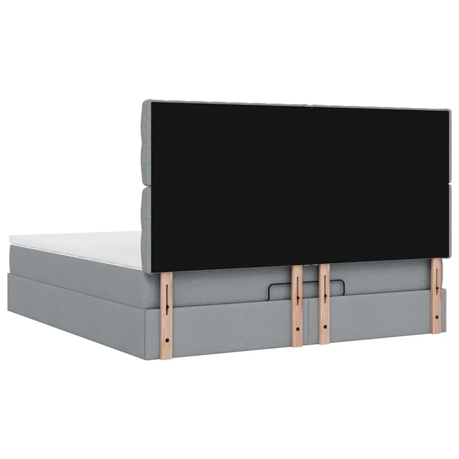 Cadre de lit ottoman et matelas gris clair 180x200 cm tissu - 12