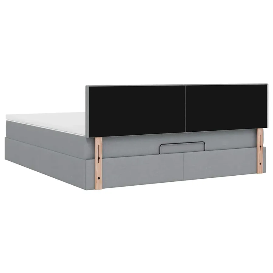 Lit ottoman avec matelas et LED Gris clair 180x200 cm tissu - 12