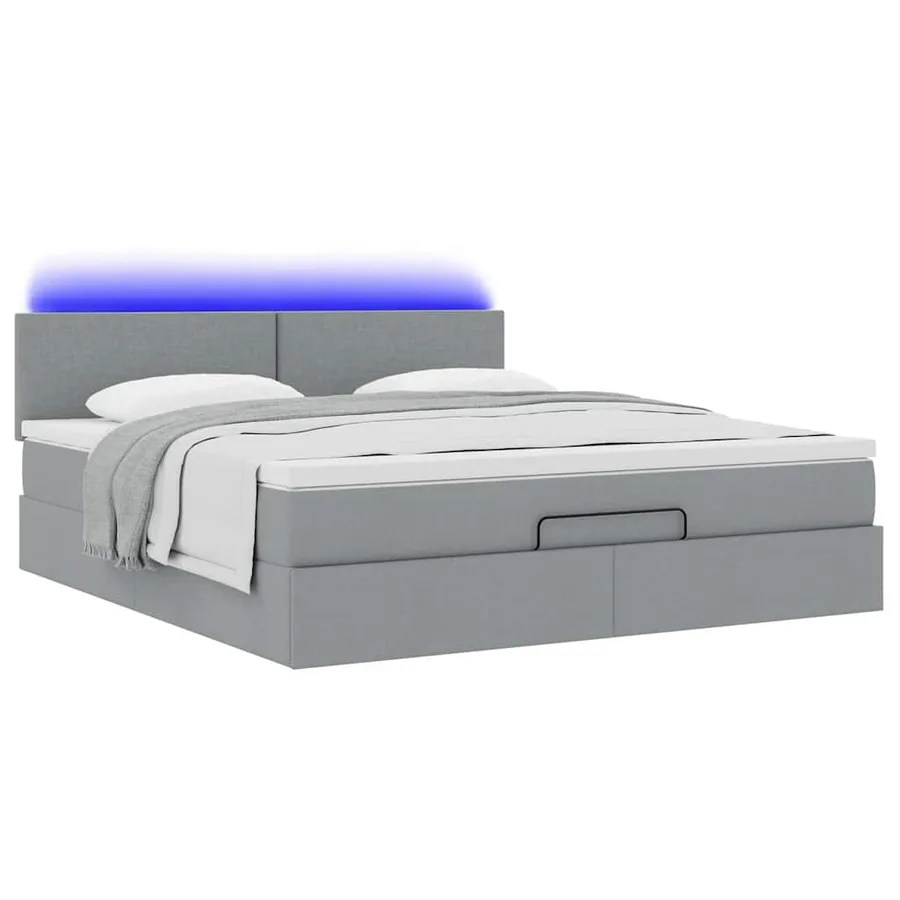 Lit ottoman avec matelas et LED Gris clair 180x200 cm tissu - 6