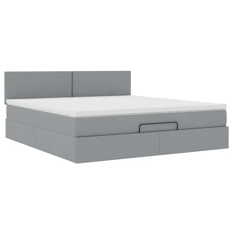 Lit ottoman avec matelas et LED Gris clair 180x200 cm tissu - 7