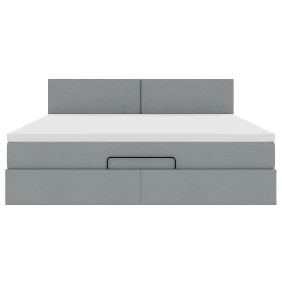 Lit ottoman avec matelas et LED Gris clair 180x200 cm tissu - 8