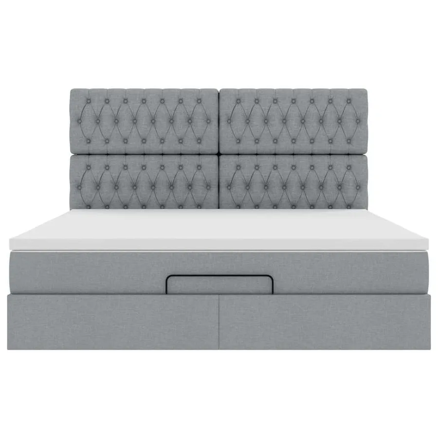 Cadre de lit ottoman et matelas gris clair 180x200 cm tissu - 7