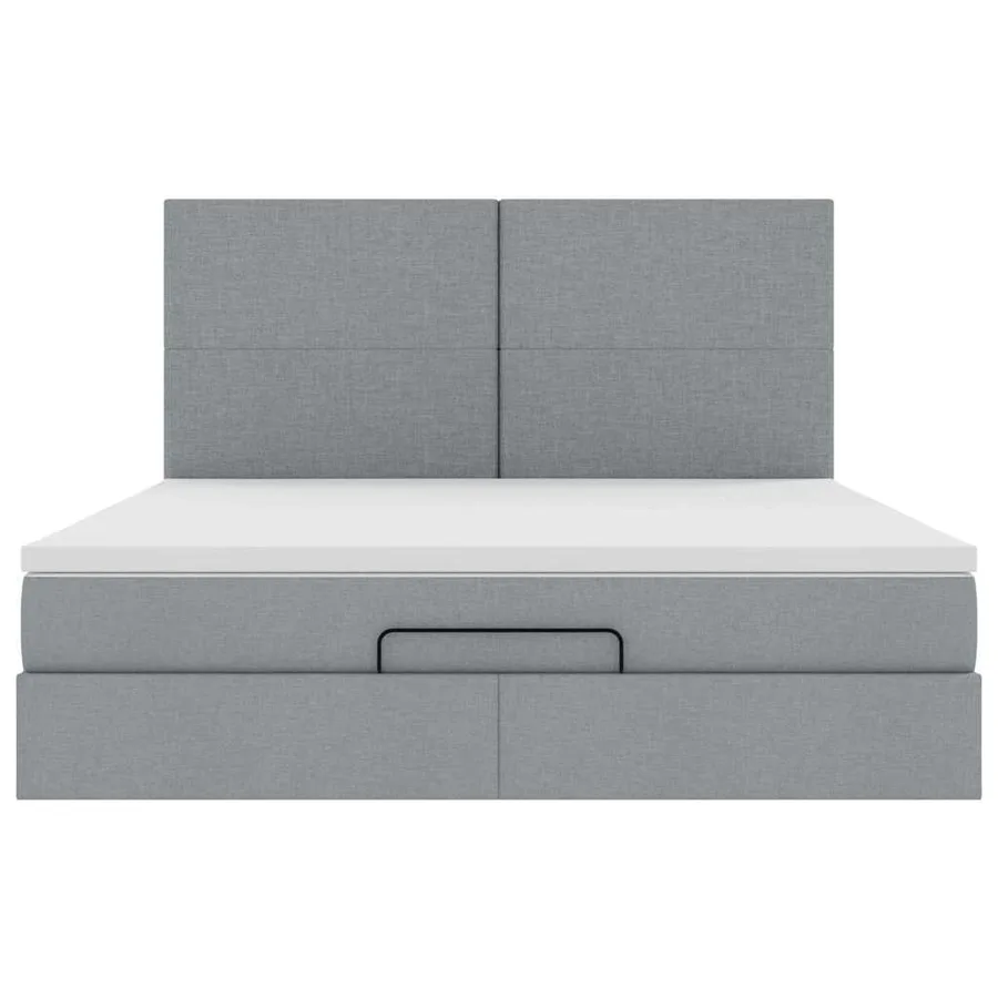 Cadre de lit ottoman et matelas gris clair 180x200 cm tissu - 8