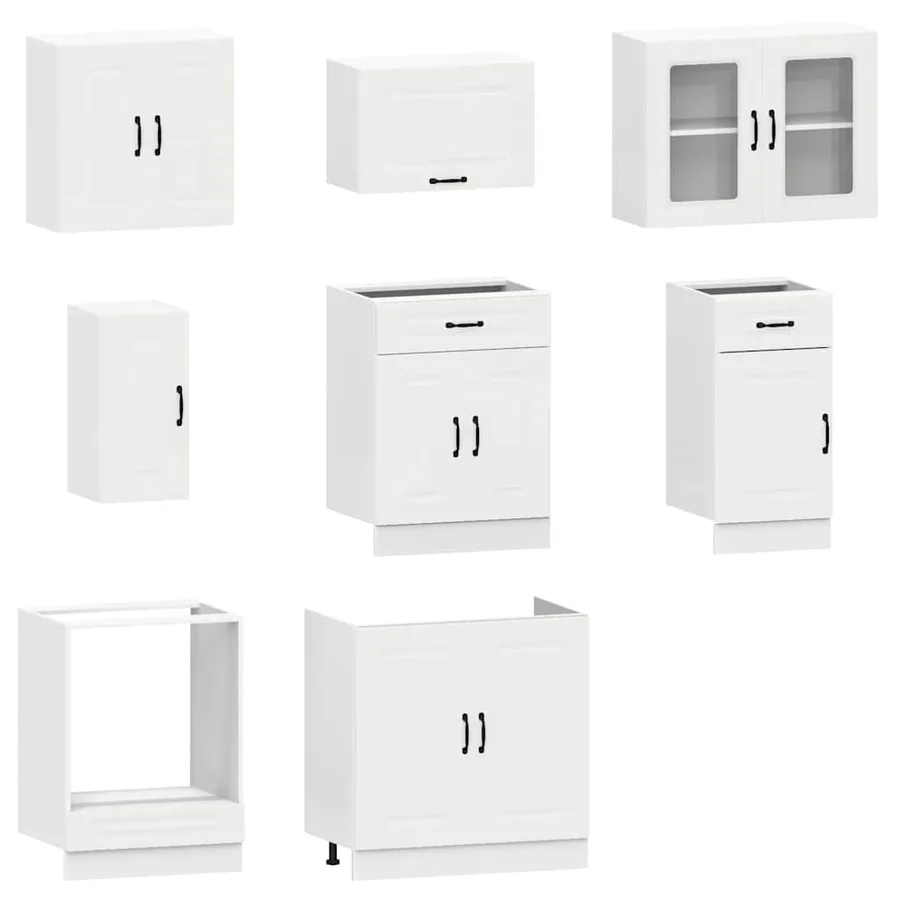 Ensemble d'armoires cuisine 8pcs Kalmar blanc bois d'ingénierie - 4