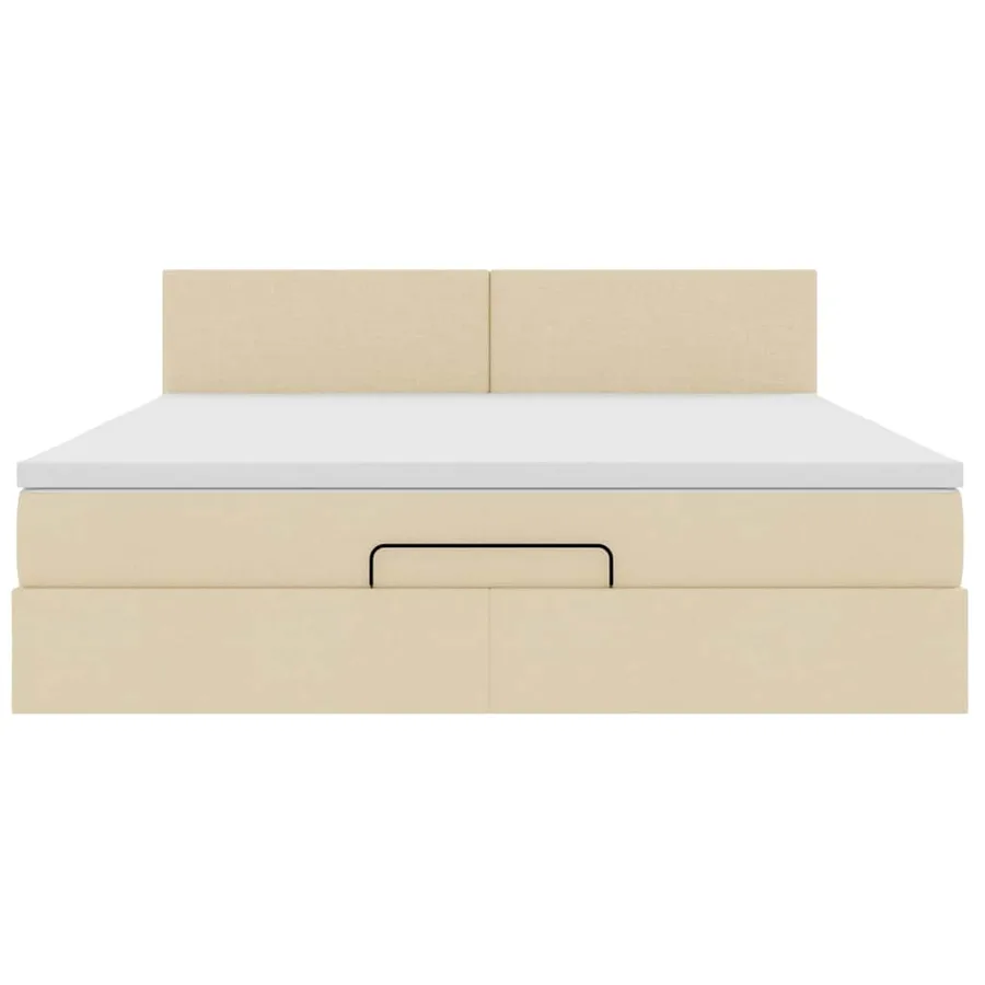 Lit ottoman avec matelas et LED crème 180x200cm tissu - 8