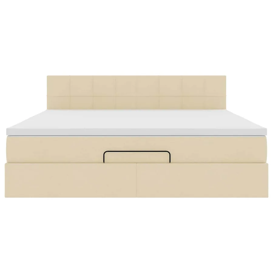 Lit ottoman avec matelas et LED crème 180x200cm tissu - 8