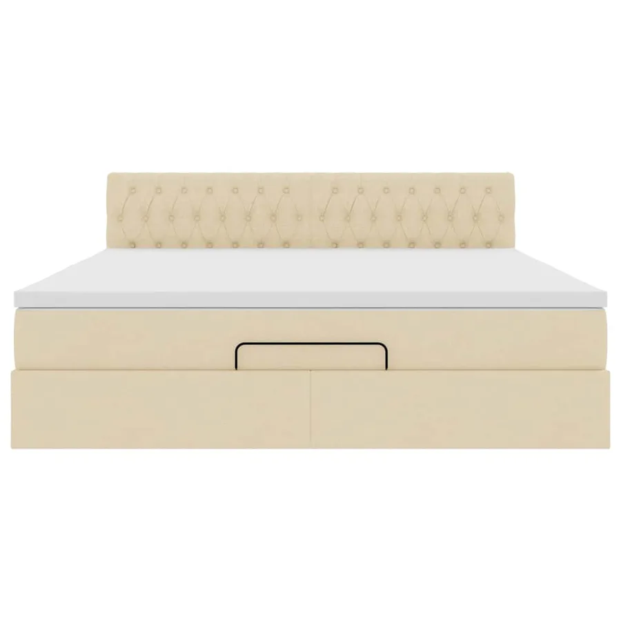 Cadre de lit ottoman avec matelas crème 180x200 cm tissu - 7