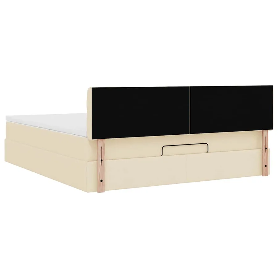 Lit ottoman avec matelas et LED crème 180x200cm tissu - 12