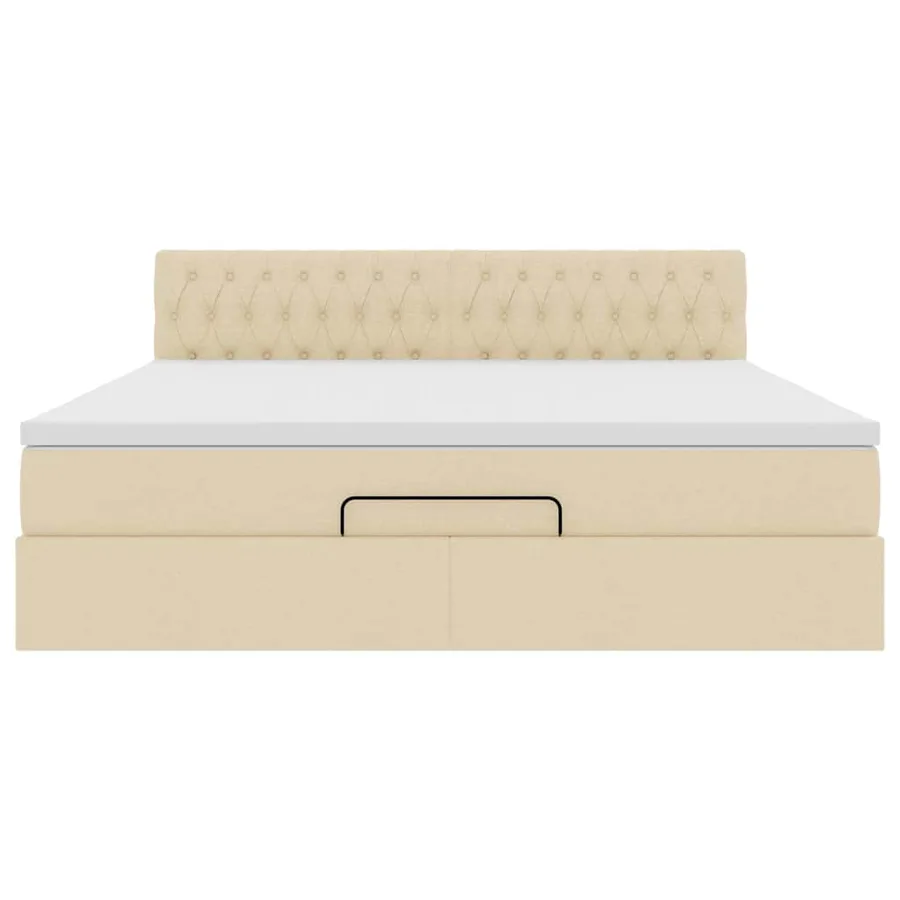 Lit ottoman avec matelas et LED crème 180x200cm tissu - 8