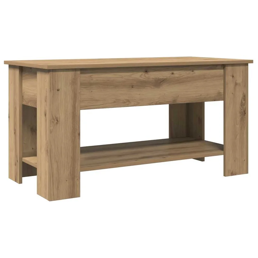 Table basse chêne artisanal 101x49x52 cm bois d'ingénierie - 2