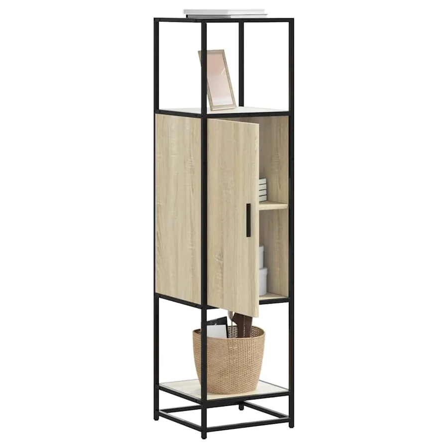 Buffet haut chêne sonoma 35,5x35x139 cm bois d'ingénierie métal