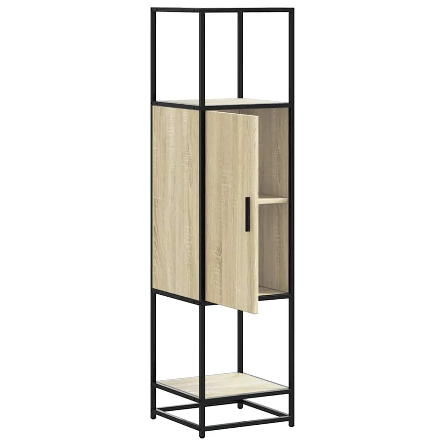 Buffet haut chêne sonoma 35,5x35x139 cm bois d'ingénierie métal - 5