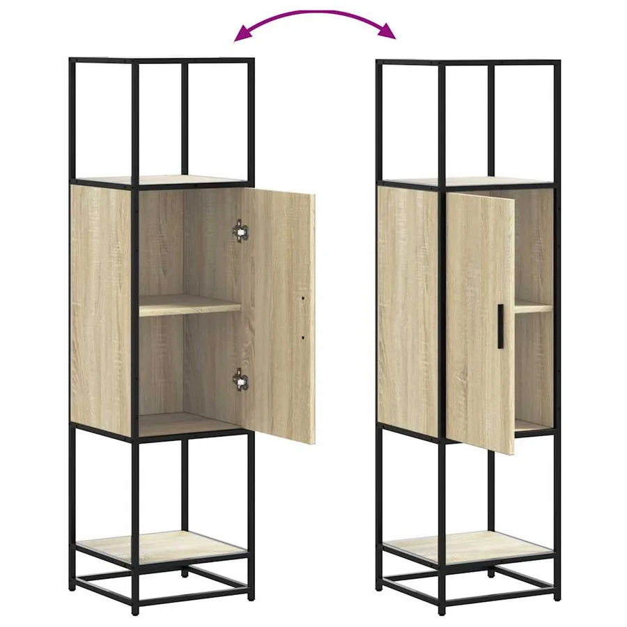 Buffet haut chêne sonoma 35,5x35x139 cm bois d'ingénierie métal - 8