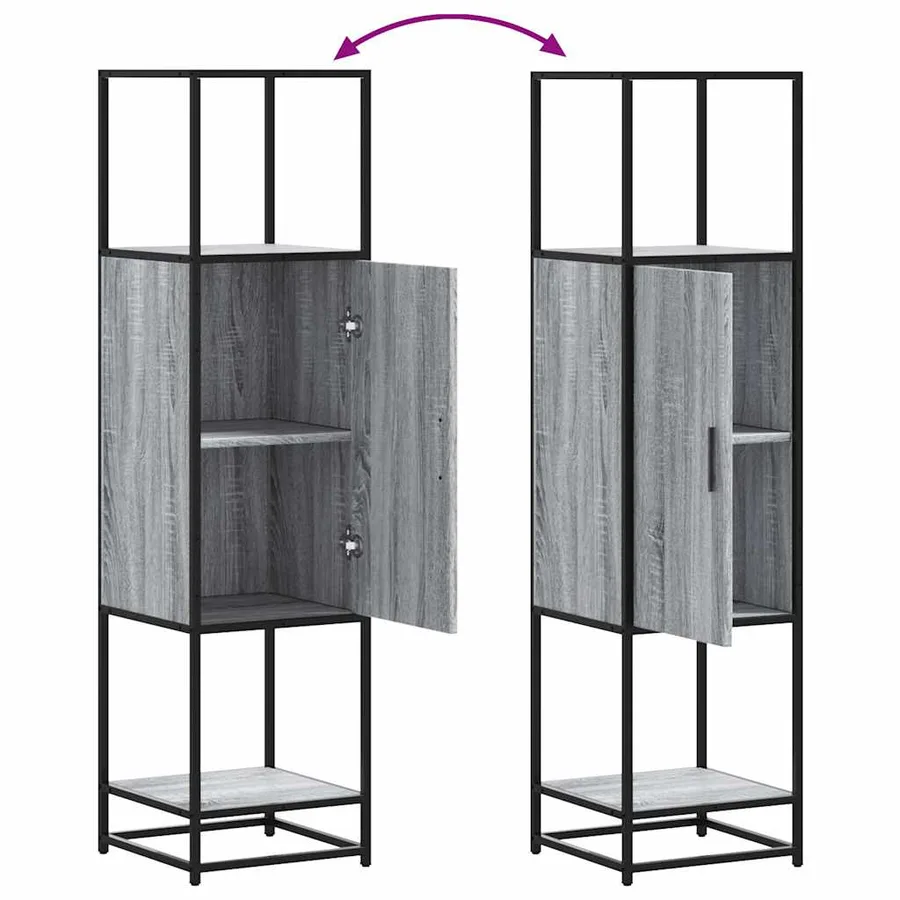 Buffet haut sonoma gris 35,5x35x139 cm bois d'ingénierie métal - 8
