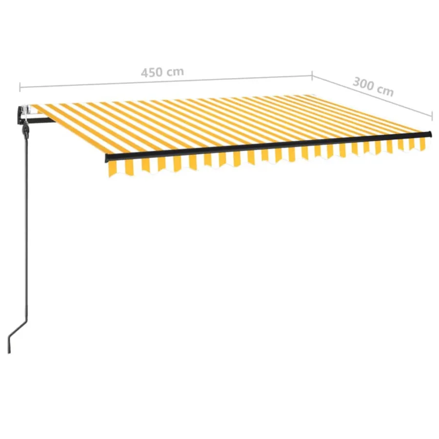Auvent automatique capteur de vent/LED 450x300cm Jaune et blanc - 8