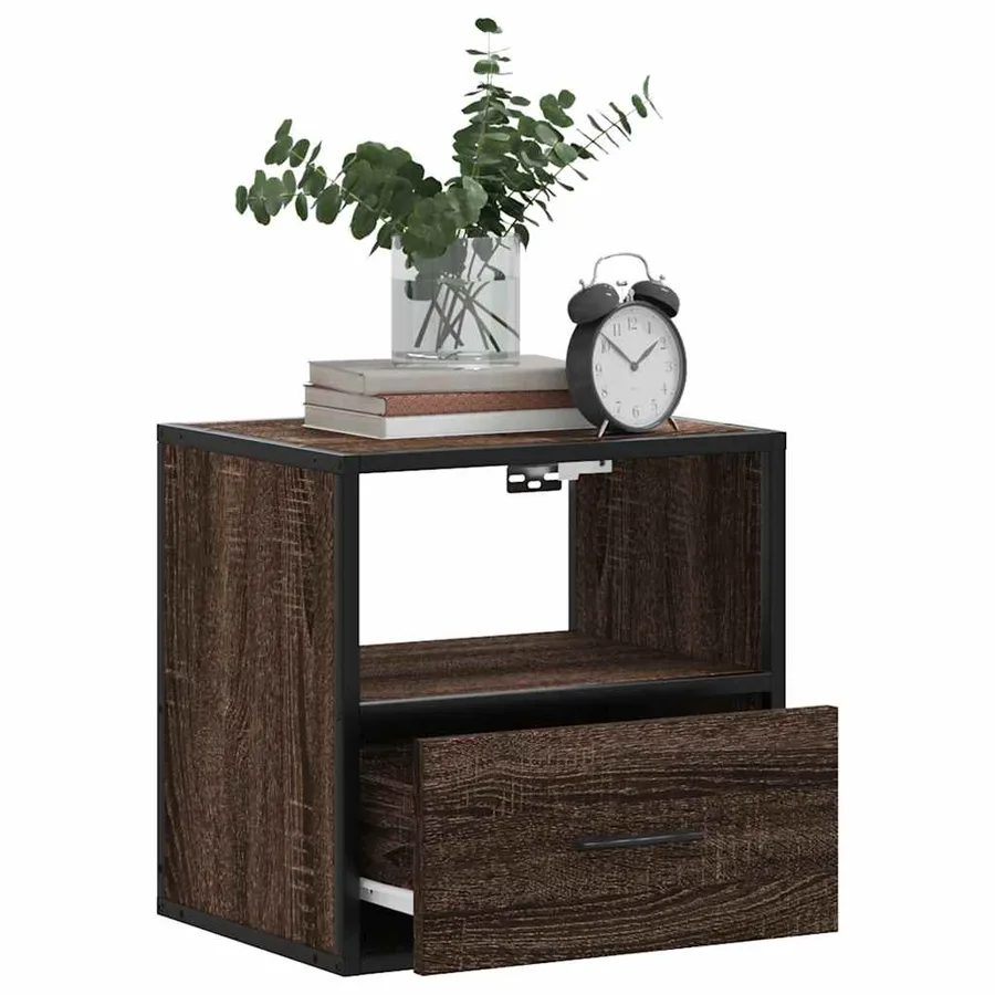 Table de chevet murale chêne marron 40x31x39,5 cm - 4