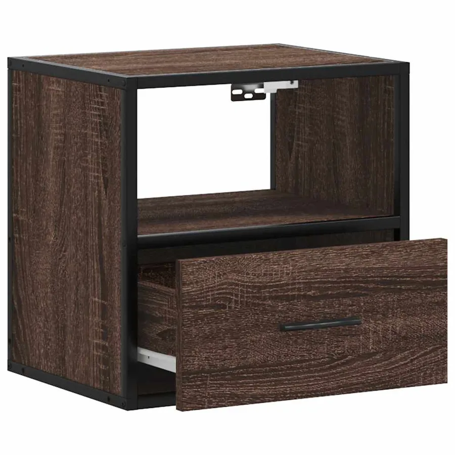Table de chevet murale chêne marron 40x31x39,5 cm - 8