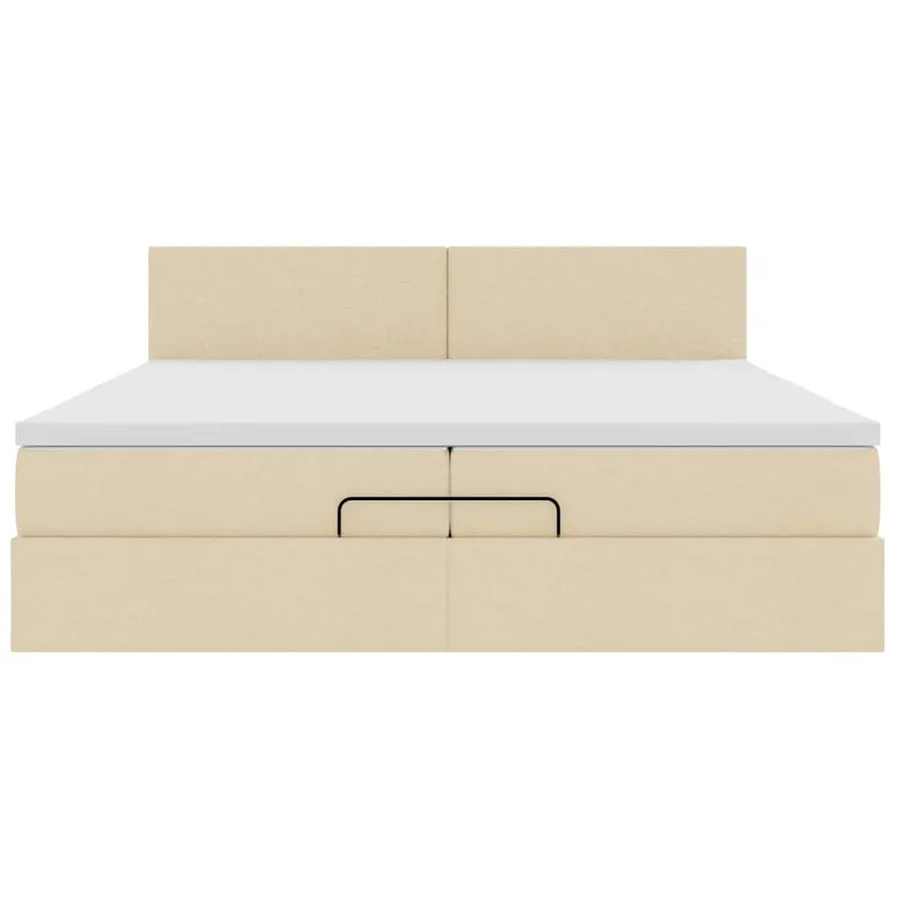 Cadre de lit ottoman avec matelas crème 200x200cm tissu - 8