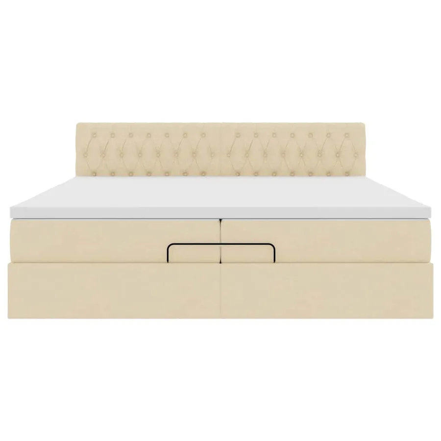 Cadre de lit ottoman avec matelas crème 200x200cm tissu - 8