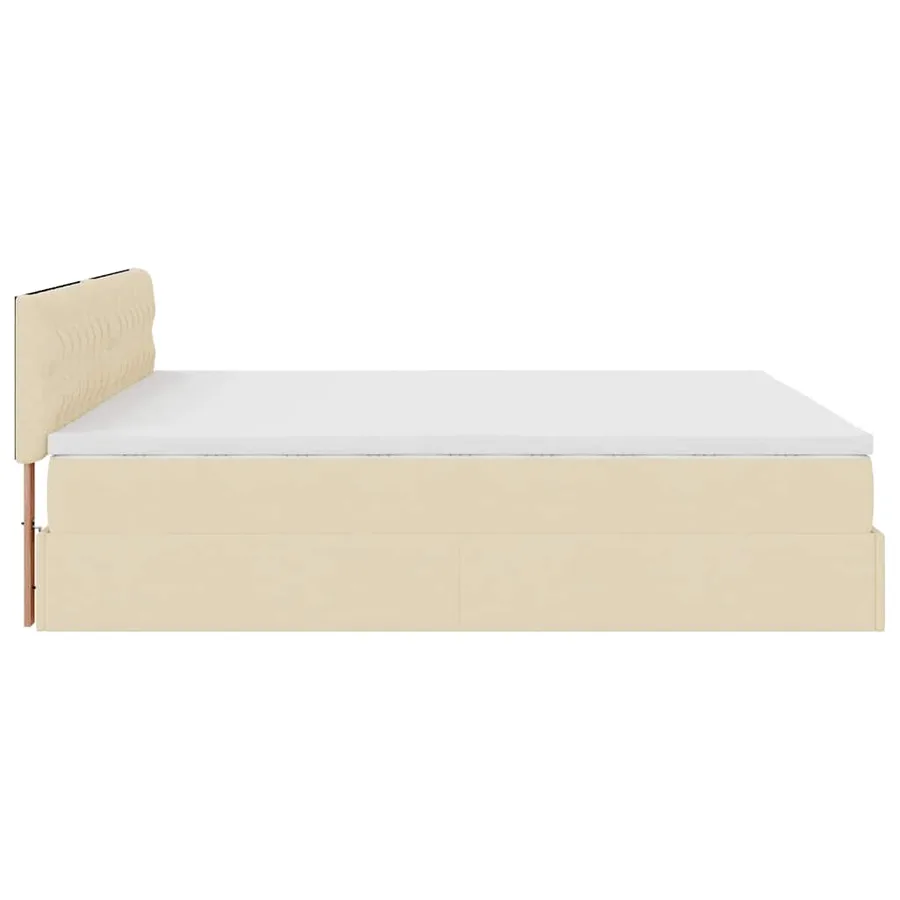 Cadre de lit ottoman avec matelas crème 200x200cm tissu - 9
