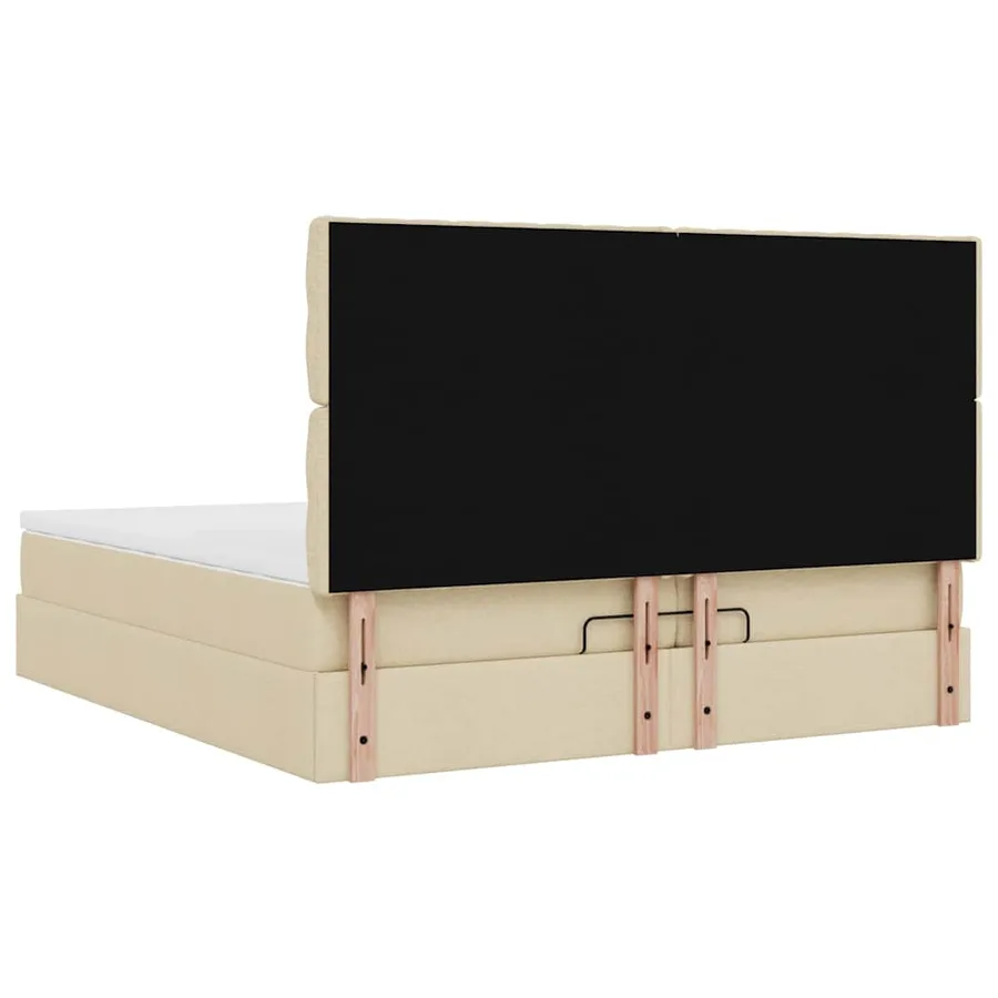 Cadre de lit ottoman avec matelas crème 200x200cm tissu - 11