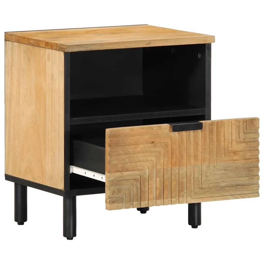 Table de chevet marron 40x33x46 cm bois de manguier solide - 2