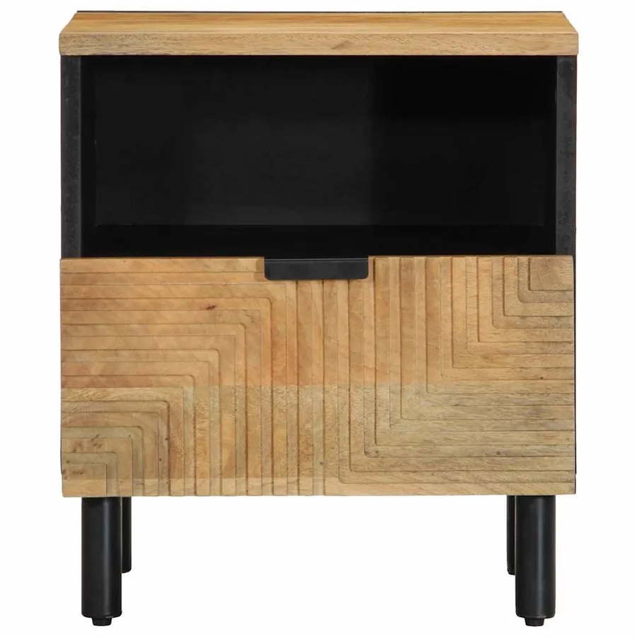 Table de chevet marron 40x33x46 cm bois de manguier solide - 3
