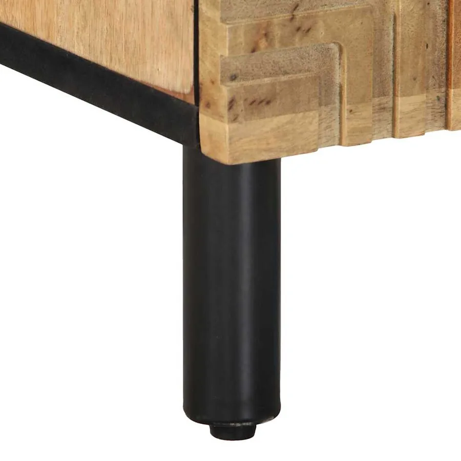Table de chevet marron 40x33x46 cm bois de manguier solide - 8