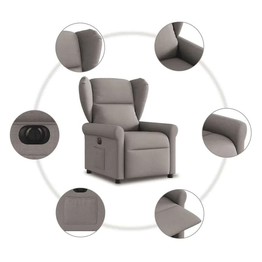Fauteuil inclinable électrique Taupe Tissu - 10